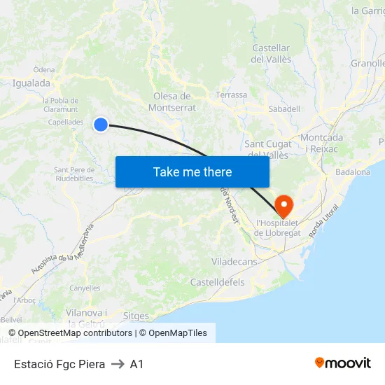 Estació Fgc Piera to A1 map