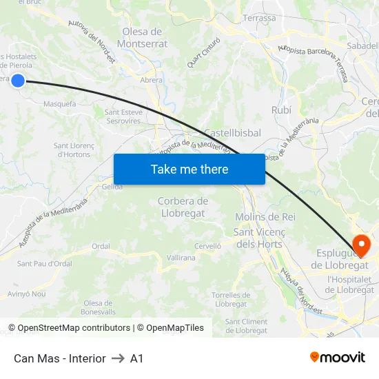 Can Mas - Interior to A1 map