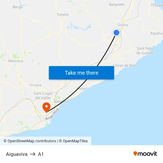 Aiguaviva to A1 map