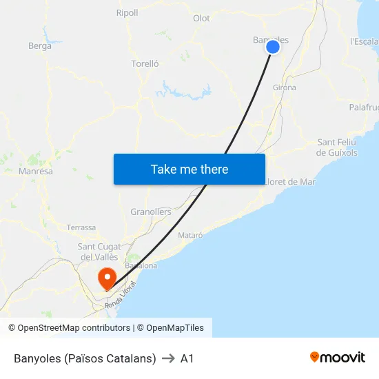 Banyoles (Països Catalans) to A1 map