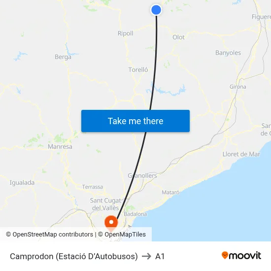 Camprodon  (Estació D’Autobusos) to A1 map
