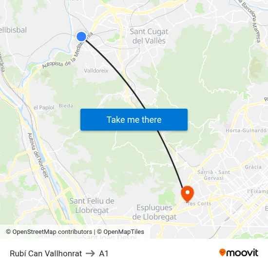 Rubí Can Vallhonrat to A1 map