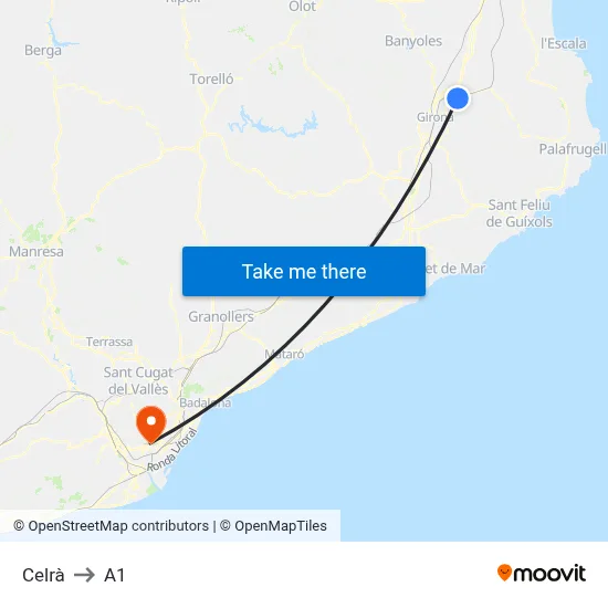 Celrà to A1 map