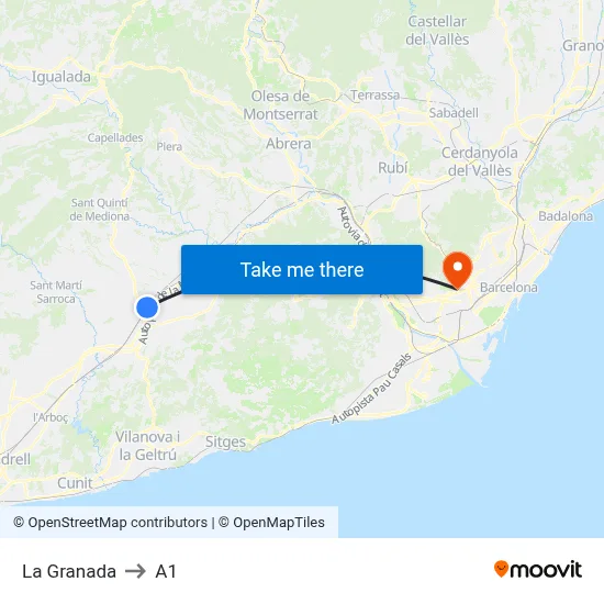 La Granada to A1 map