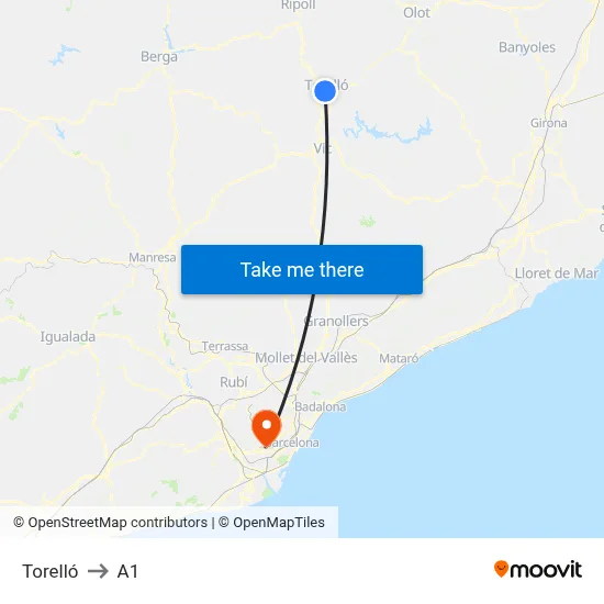 Torelló to A1 map