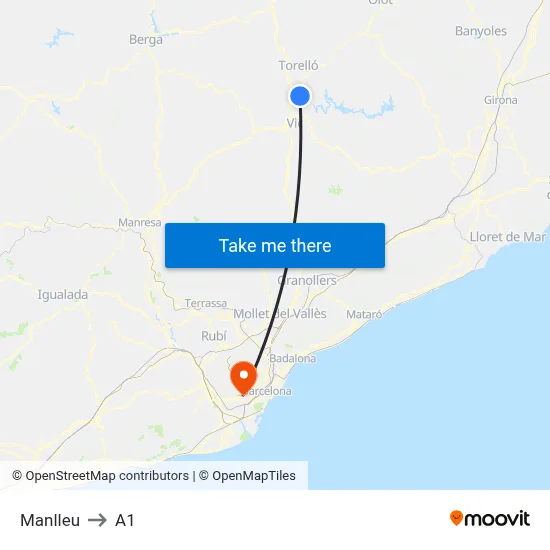 Manlleu to A1 map