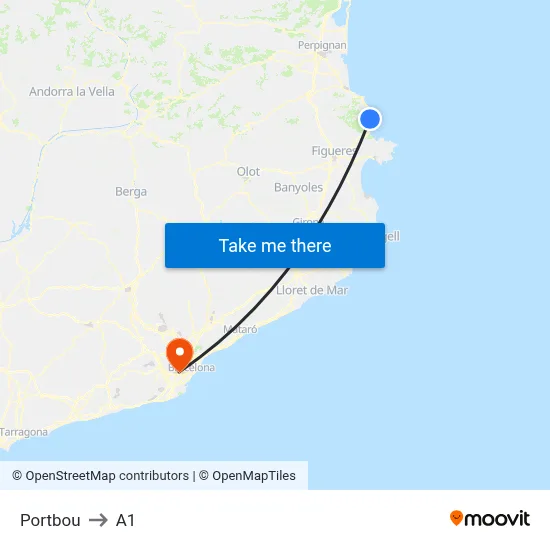 Portbou to A1 map
