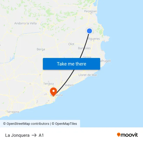 La Jonquera to A1 map