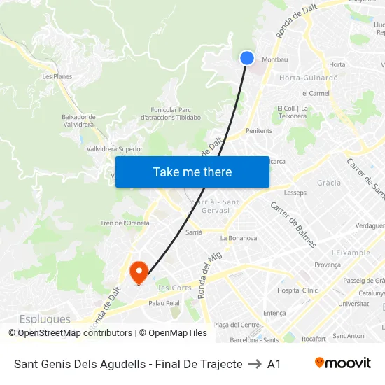 Sant Genís Dels Agudells - Final De Trajecte to A1 map