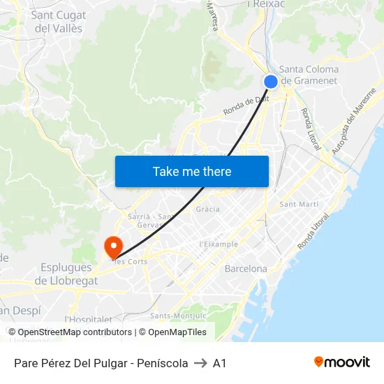 Pare Pérez Del Pulgar - Peníscola to A1 map