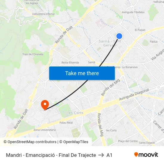 Mandri - Emancipació - Final De Trajecte to A1 map