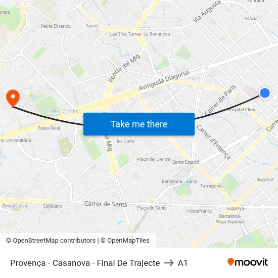 Provença - Casanova - Final De Trajecte to A1 map
