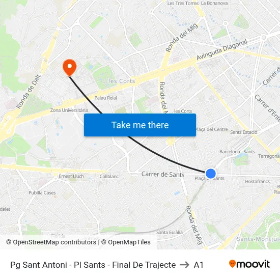 Pg Sant Antoni - Pl Sants - Final De Trajecte to A1 map