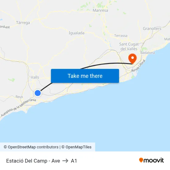 Estació Del Camp - Ave to A1 map