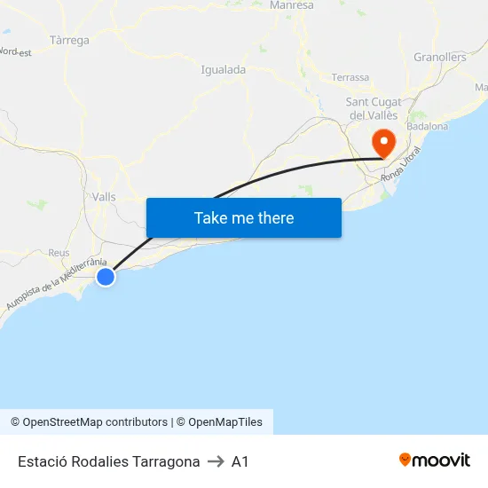 Estació Rodalies Tarragona to A1 map