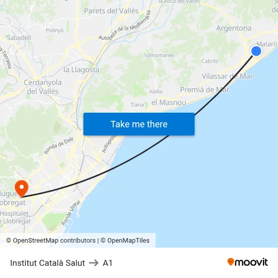 Institut Català Salut to A1 map