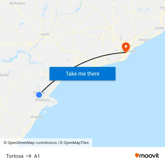 Tortosa to A1 map