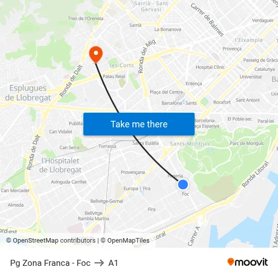 Pg  Zona Franca - Foc to A1 map