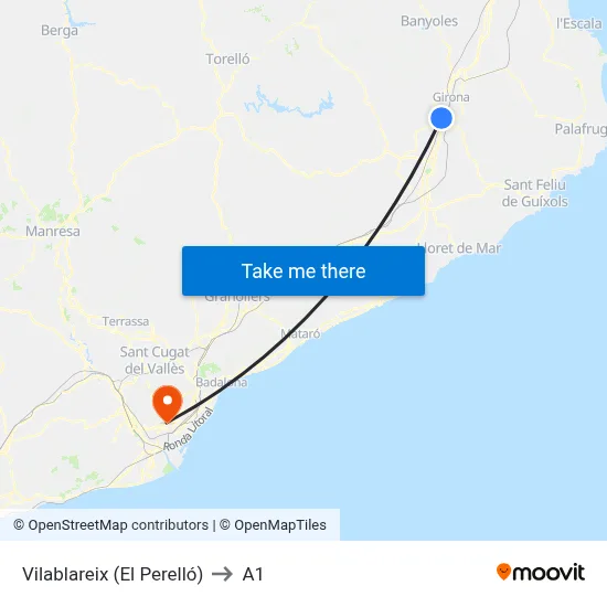 Vilablareix (El Perelló) to A1 map
