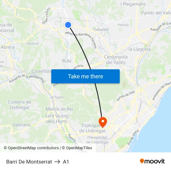 Barri De Montserrat to A1 map