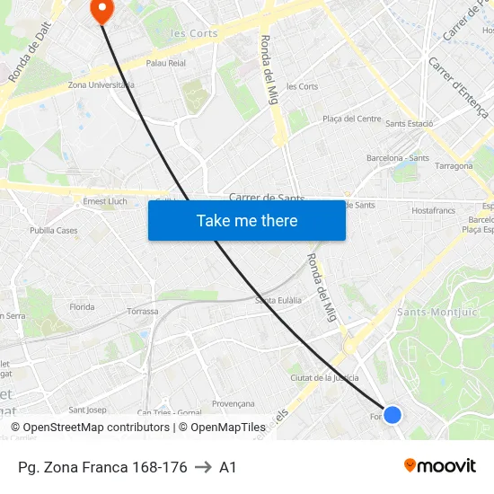 Pg. Zona Franca 168-176 to A1 map