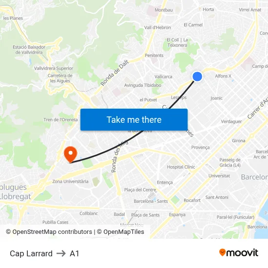 Cap Larrard to A1 map