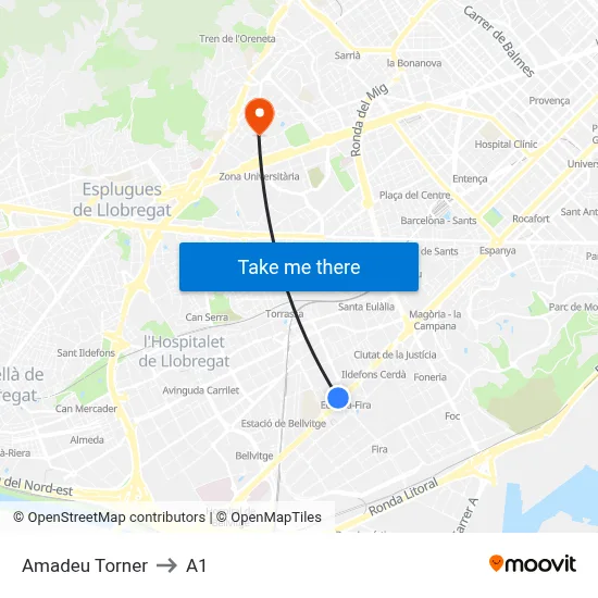 Amadeu Torner to A1 map