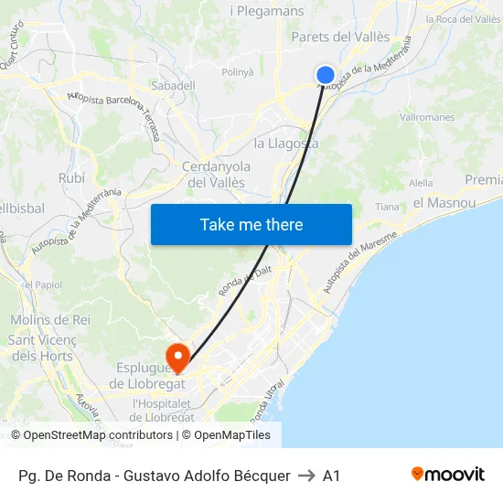 Pg. De Ronda - Gustavo Adolfo Bécquer to A1 map