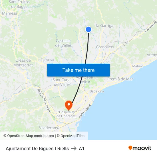 Ajuntament De Bigues I Riells to A1 map