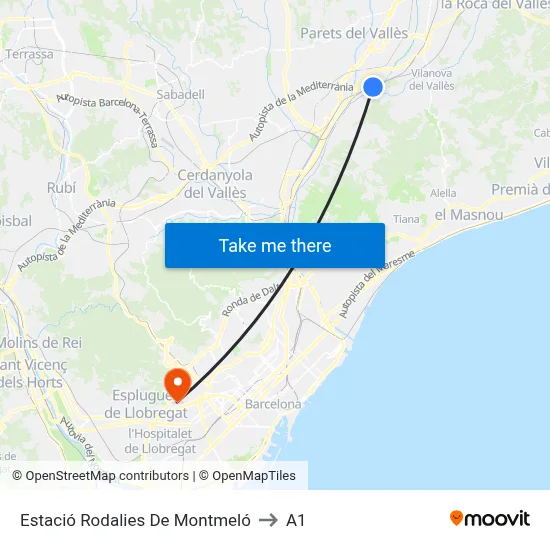 Estació Rodalies De Montmeló to A1 map