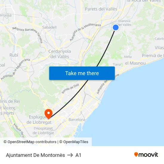 Ajuntament De Montornès to A1 map