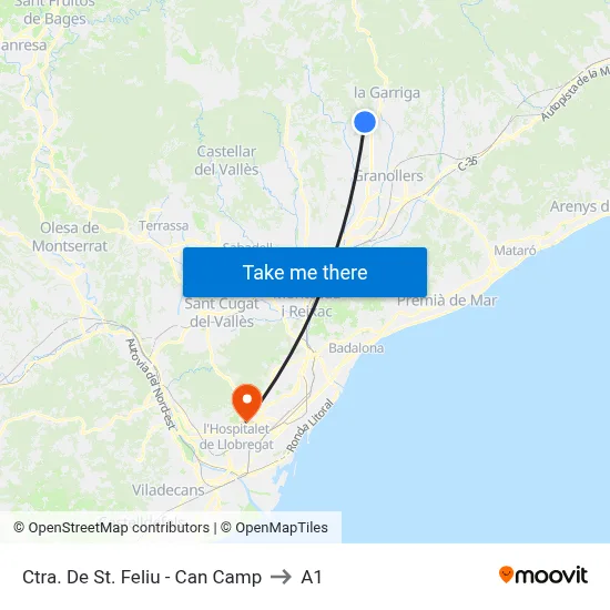Ctra. De St. Feliu - Can Camp to A1 map