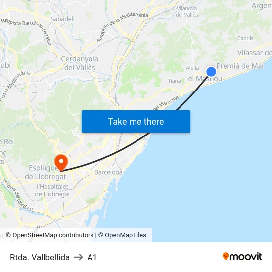 Rtda. Vallbellida to A1 map
