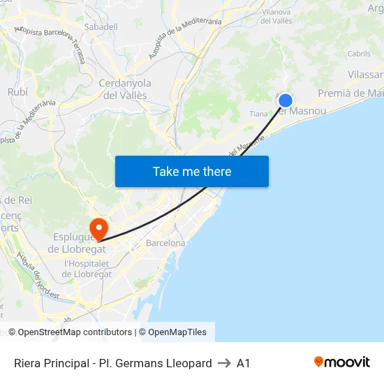 Riera Principal - Pl. Germans Lleopard to A1 map