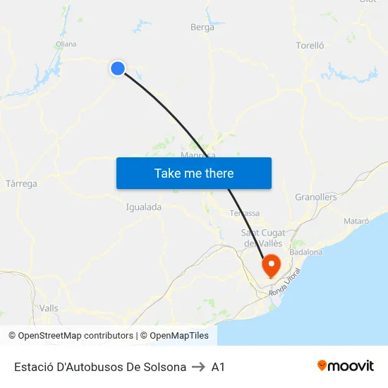 Estació D'Autobusos De Solsona to A1 map