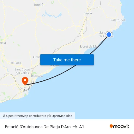 Estació D'Autobusos De Platja D'Aro to A1 map