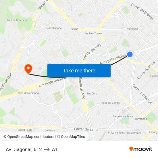 Av Diagonal, 612 to A1 map