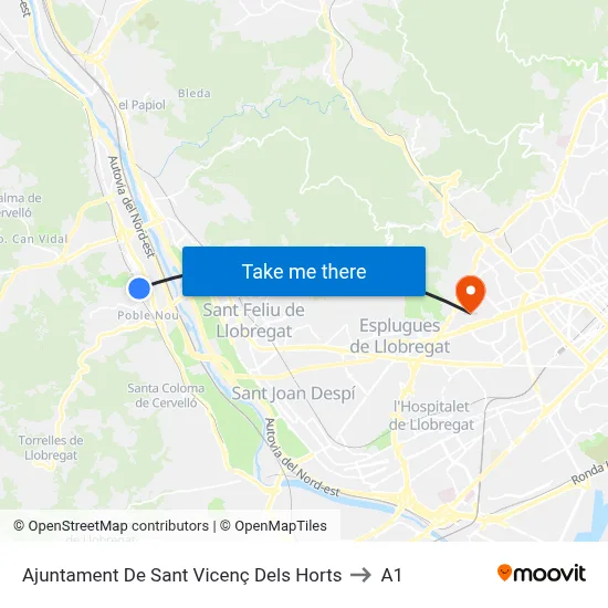 Ajuntament De Sant Vicenç Dels Horts to A1 map