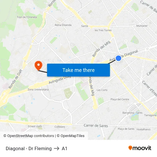 Diagonal - Dr Fleming to A1 map