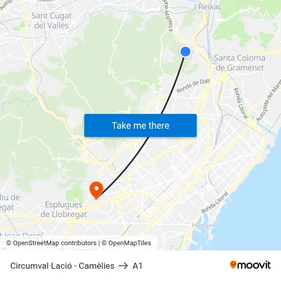 Circumval·Lació - Camèlies to A1 map