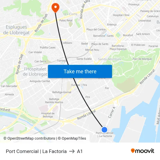 Port Comercial | La Factoria to A1 map