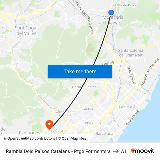 Rambla Dels Països Catalans - Ptge Formentera to A1 map