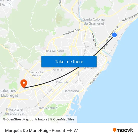 Marquès De Mont-Roig - Ponent to A1 map