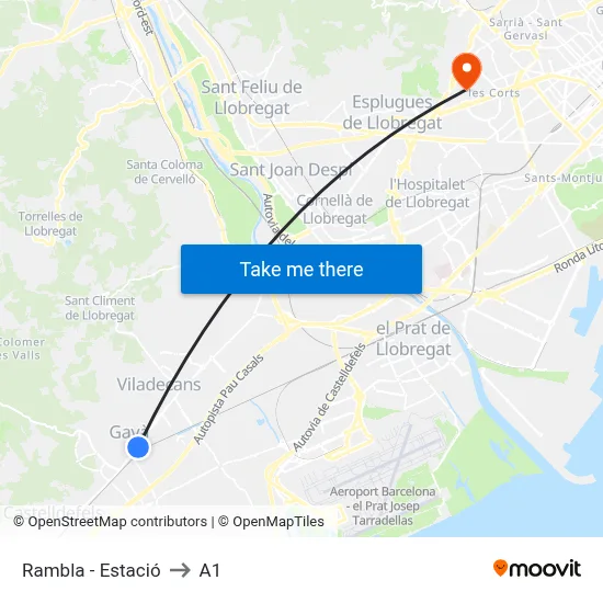 Rambla - Estació to A1 map