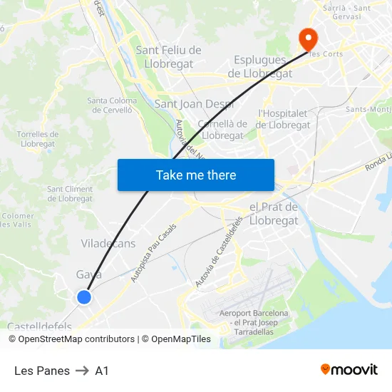 Les Panes to A1 map