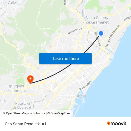 Cap Santa Rosa to A1 map