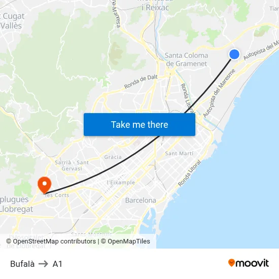 Bufalà to A1 map