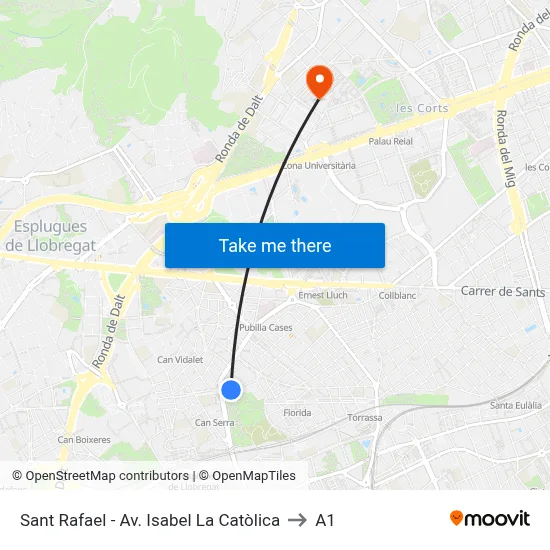 Sant Rafael - Av. Isabel La Catòlica to A1 map