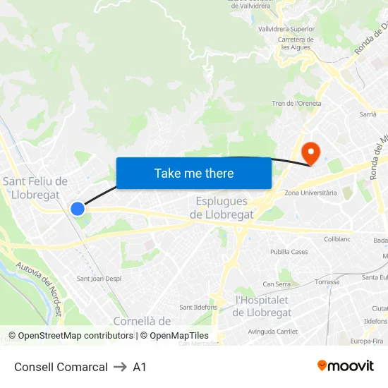 Consell Comarcal to A1 map