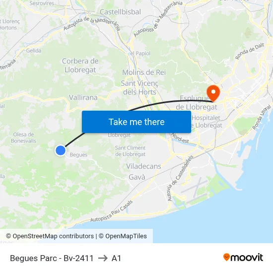 Begues Parc - Bv-2411 to A1 map